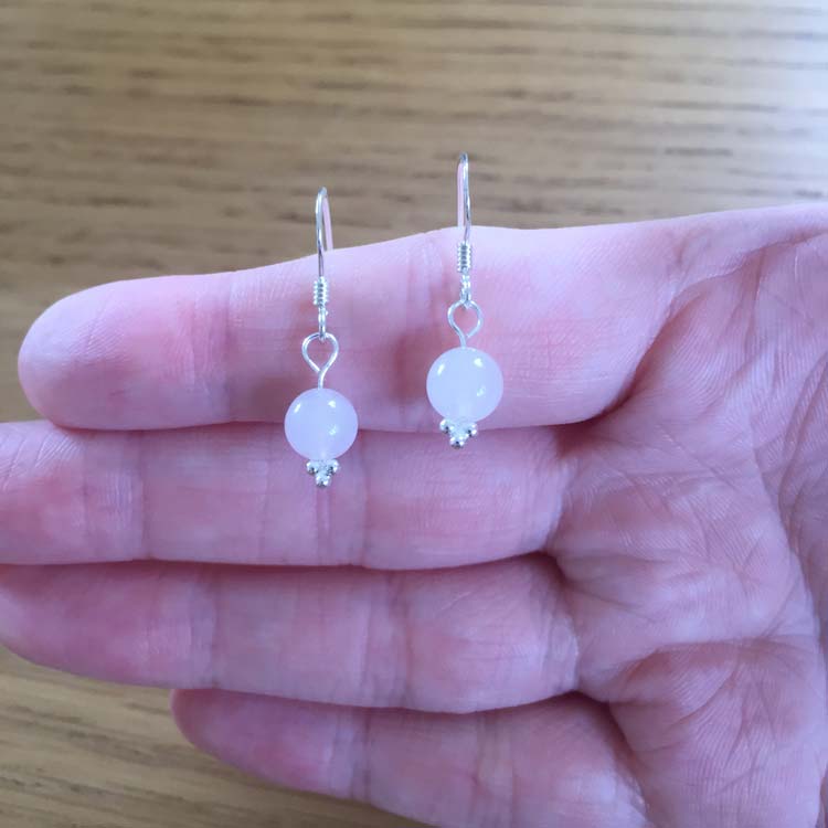 Sterling Silver Rose Quartz Handmade Bead Earrings