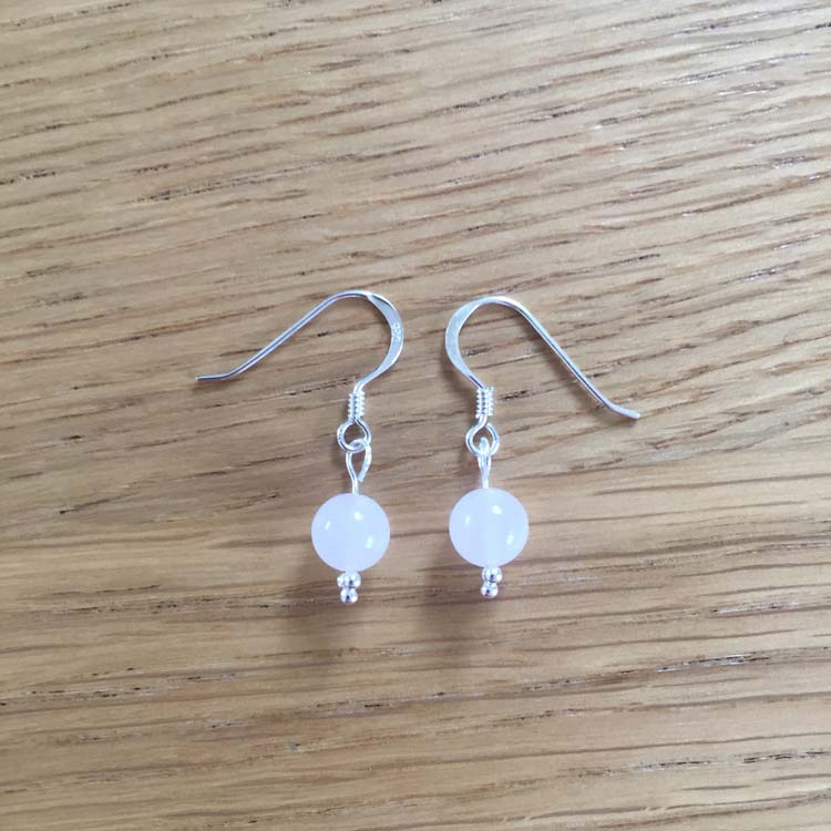 Sterling Silver Rose Quartz Handmade Bead Earrings
