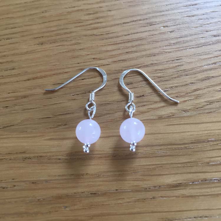 Sterling Silver Rose Quartz Handmade Bead Earrings