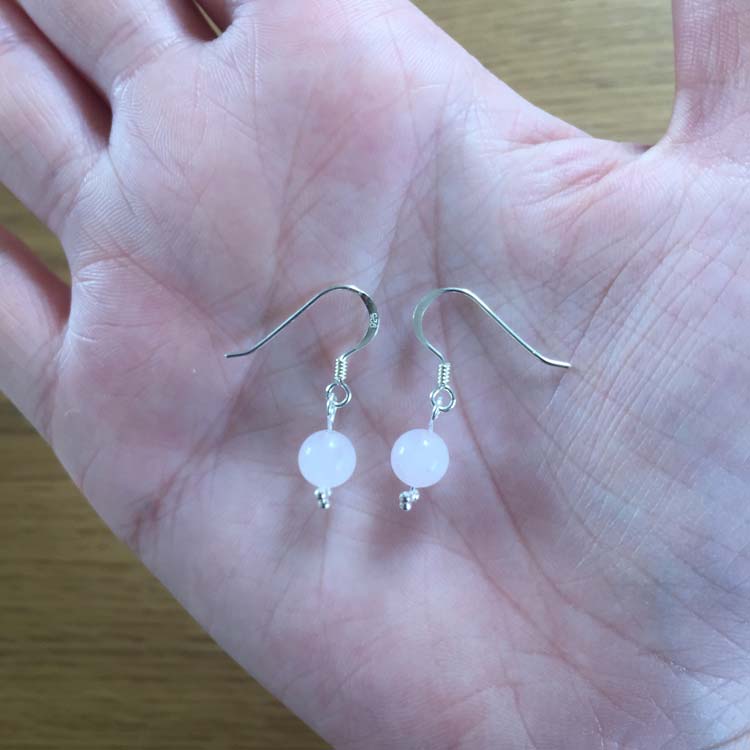 Sterling Silver Rose Quartz Handmade Bead Earrings