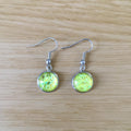 Handmade Yellow Glitter Cabochon Surgical Steel Hook Earrings 14mm