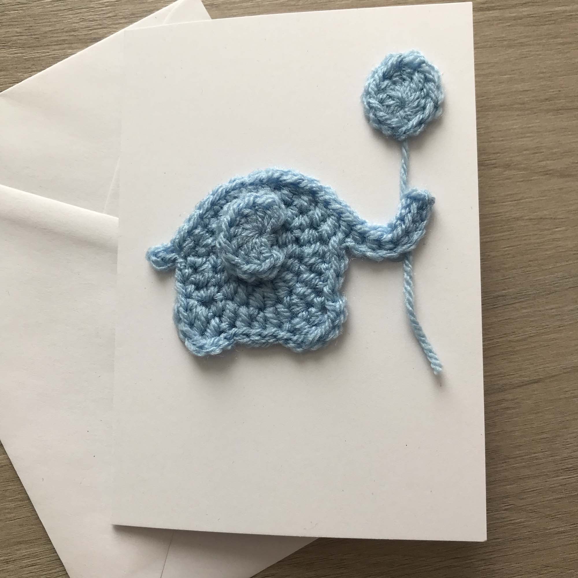 Crochet 'It's a Boy' Pale Blue Elephant 100% Recycled Greetings Card