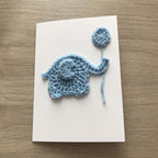 Crochet 'It's a Boy' Pale Blue Elephant 100% Recycled Greetings Card
