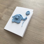 Crochet 'It's a Boy' Pale Blue Elephant 100% Recycled Greetings Card