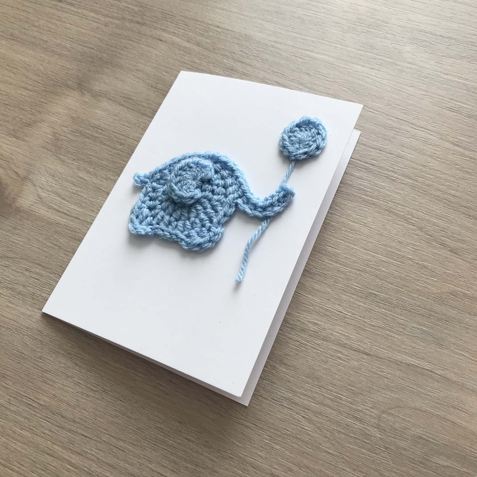 Crochet 'It's a Boy' Pale Blue Elephant 100% Recycled Greetings Card