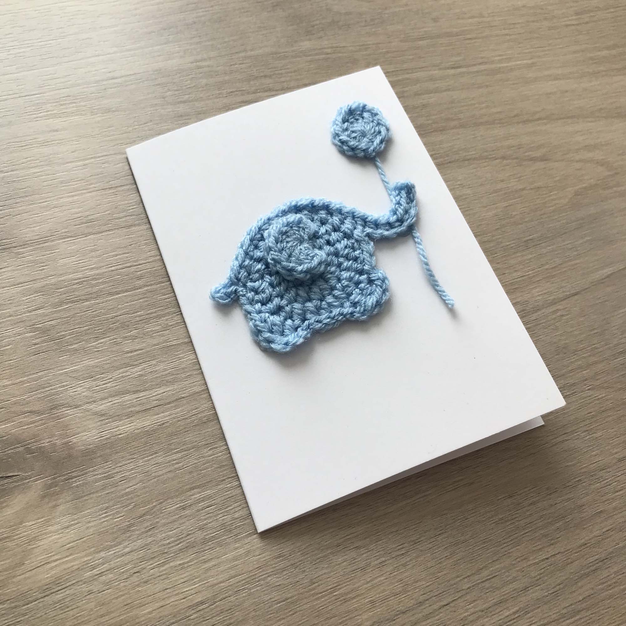 Crochet 'It's a Boy' Pale Blue Elephant 100% Recycled Greetings Card