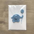 Crochet 'It's a Boy' Pale Blue Elephant 100% Recycled Greetings Card
