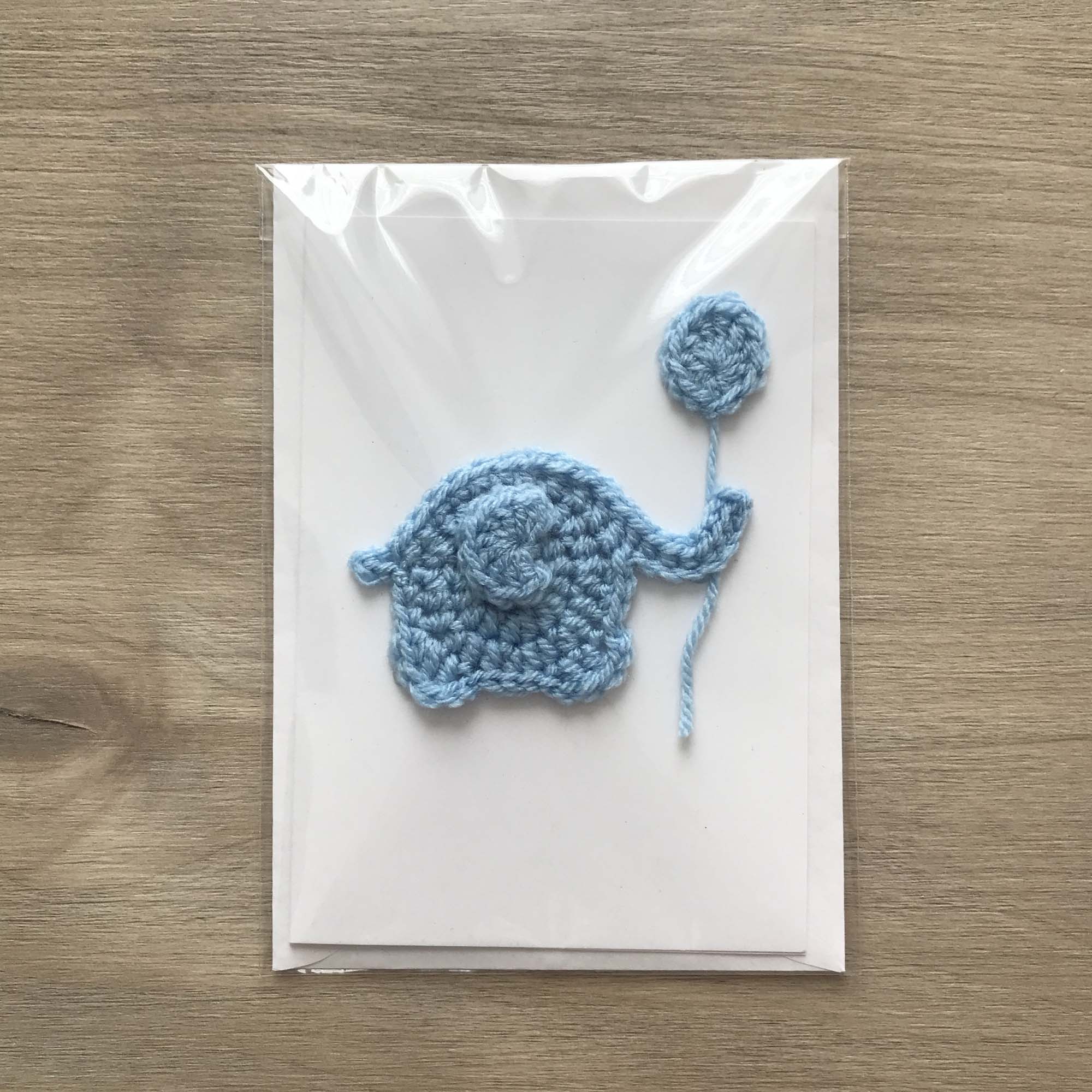 Crochet 'It's a Boy' Pale Blue Elephant 100% Recycled Greetings Card