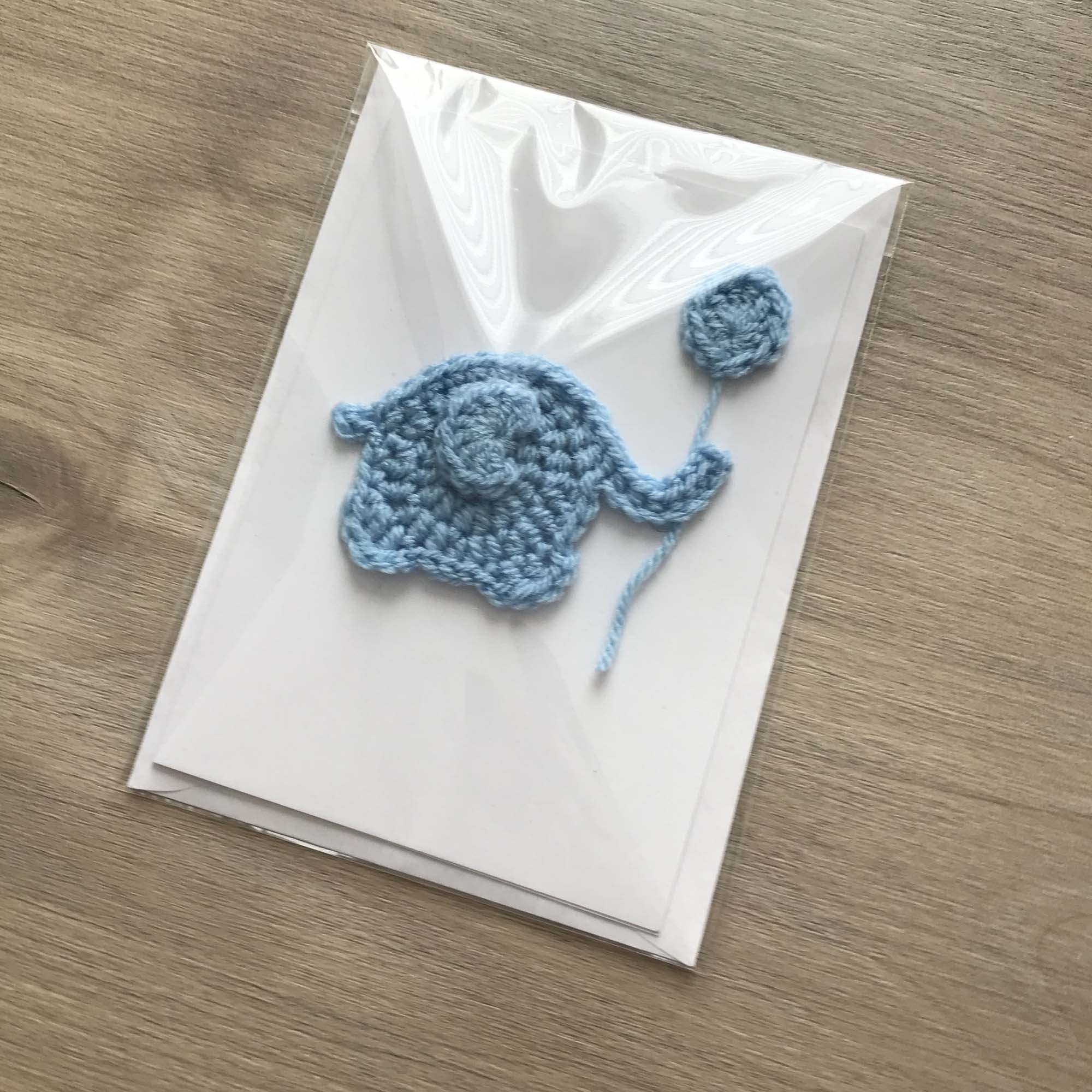 Crochet 'It's a Boy' Pale Blue Elephant 100% Recycled Greetings Card