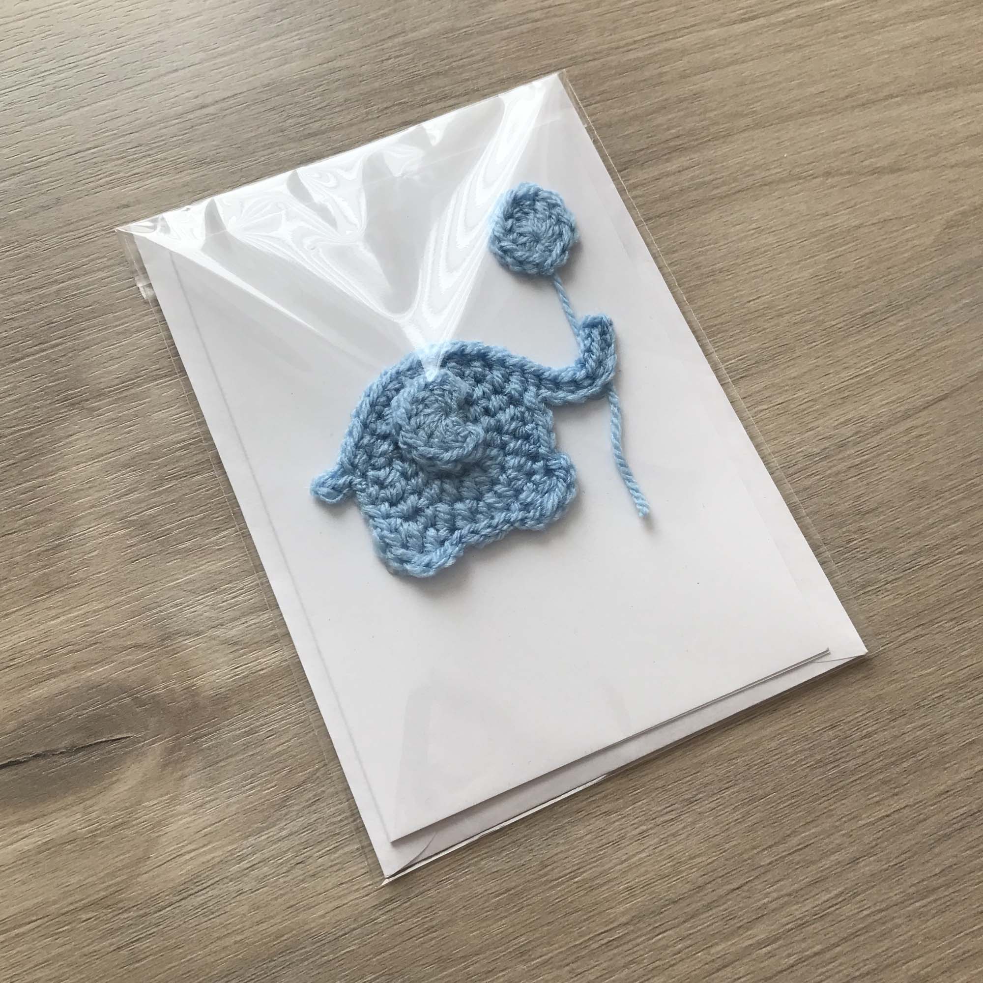 Crochet 'It's a Boy' Pale Blue Elephant 100% Recycled Greetings Card