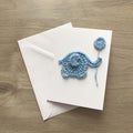 Crochet 'It's a Boy' Pale Blue Elephant 100% Recycled Greetings Card