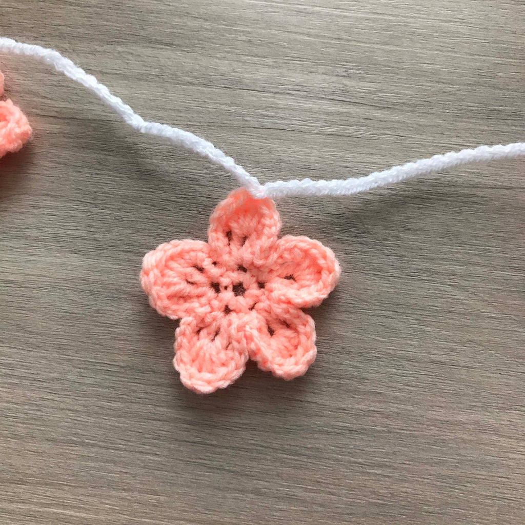 Peach Crochet Flower Bunting