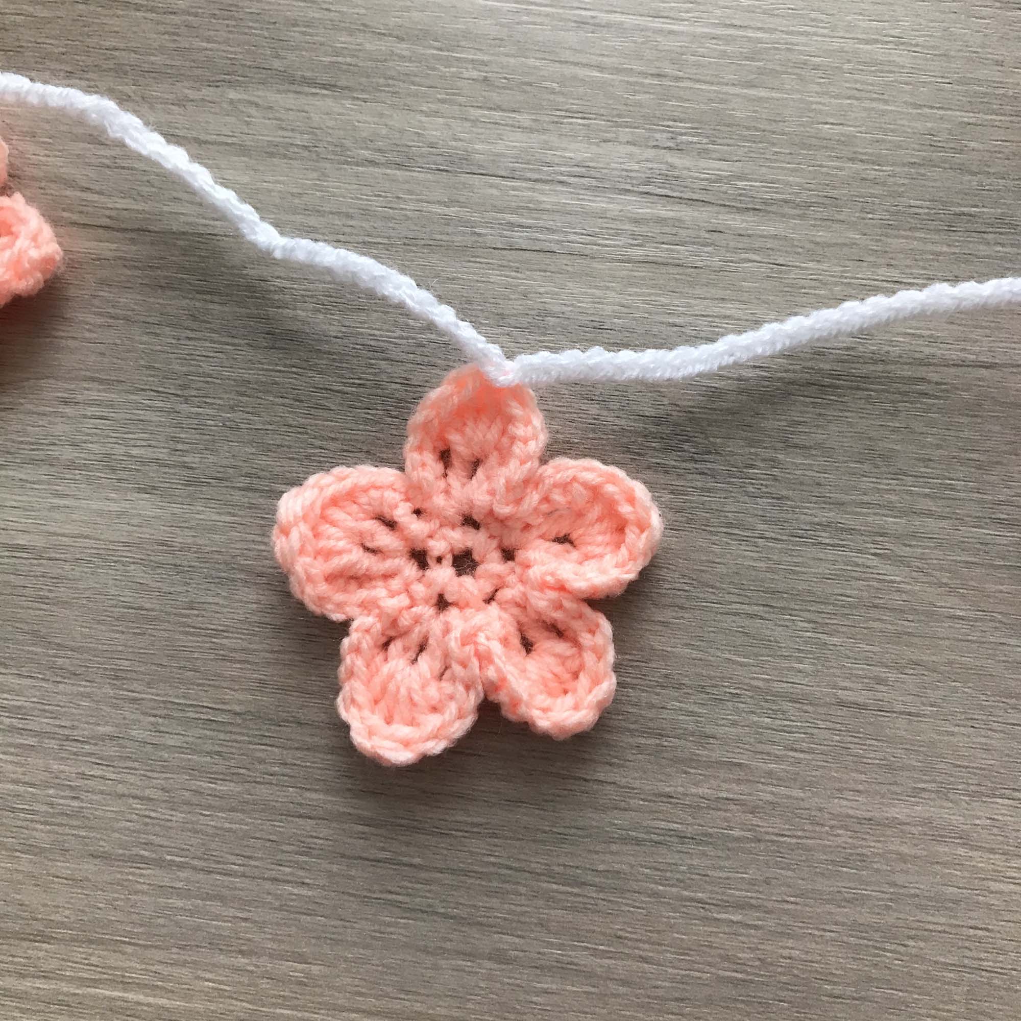 Peach Crochet Flower Bunting