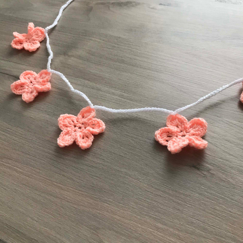 Peach Crochet Flower Bunting
