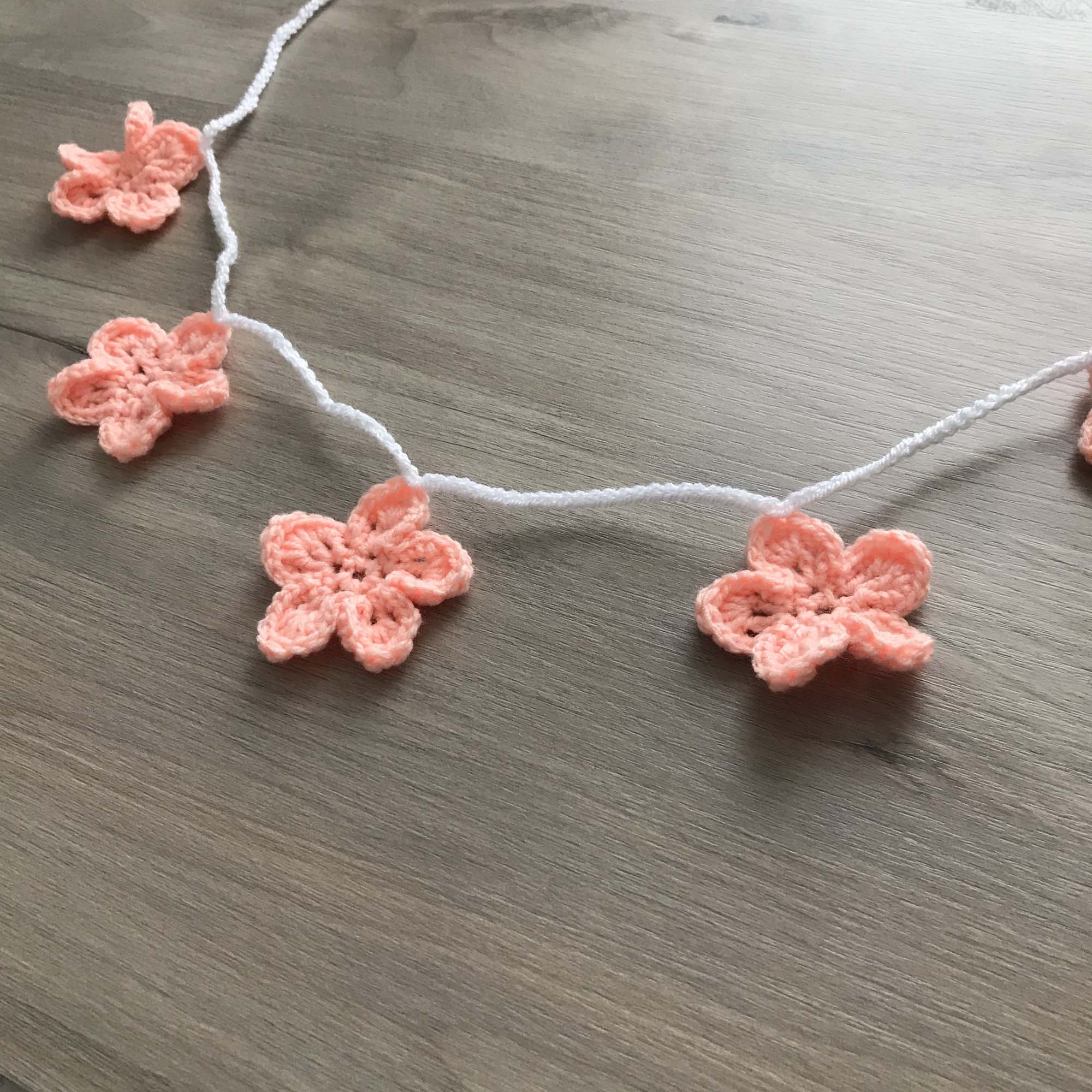 Peach Crochet Flower Bunting