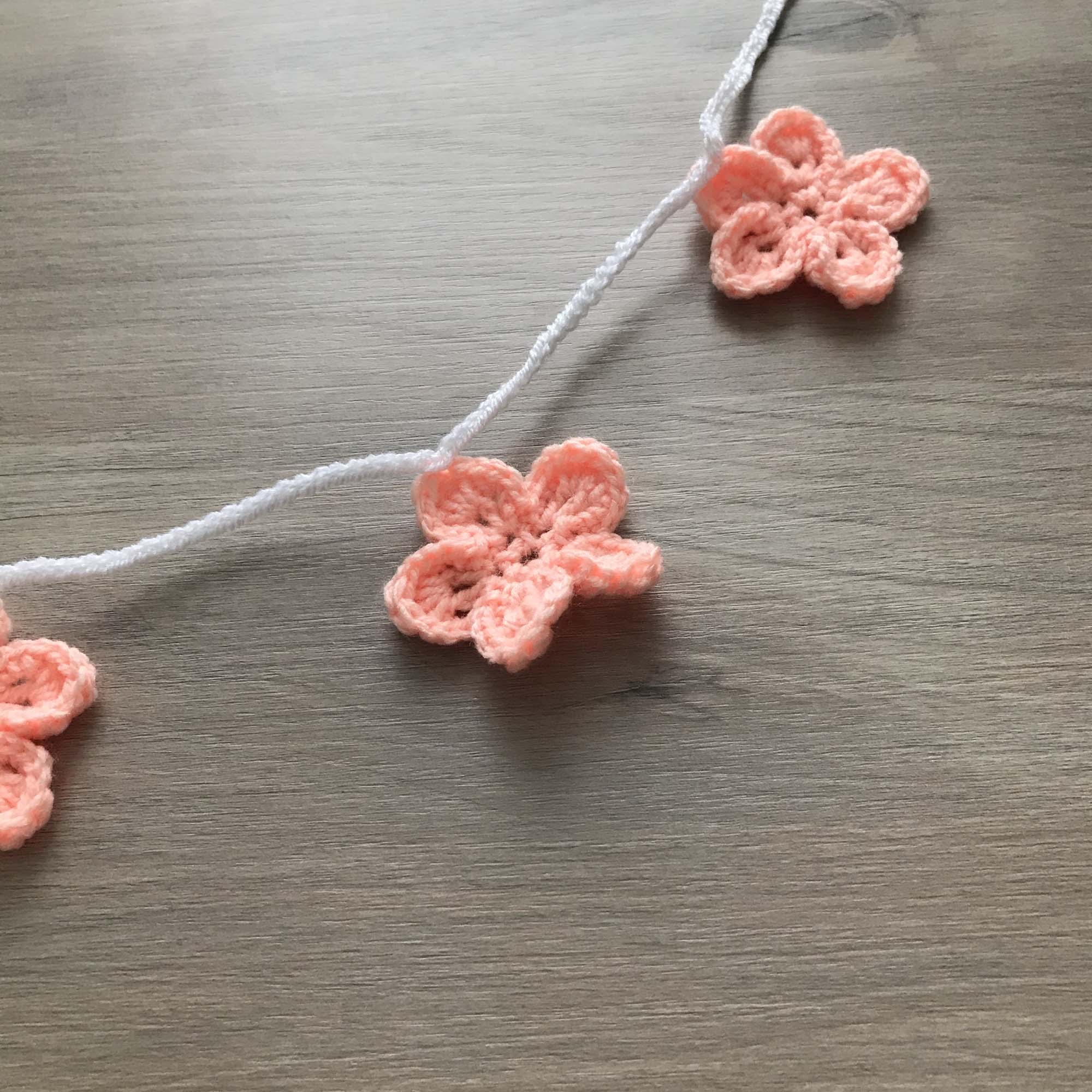 Peach Crochet Flower Bunting