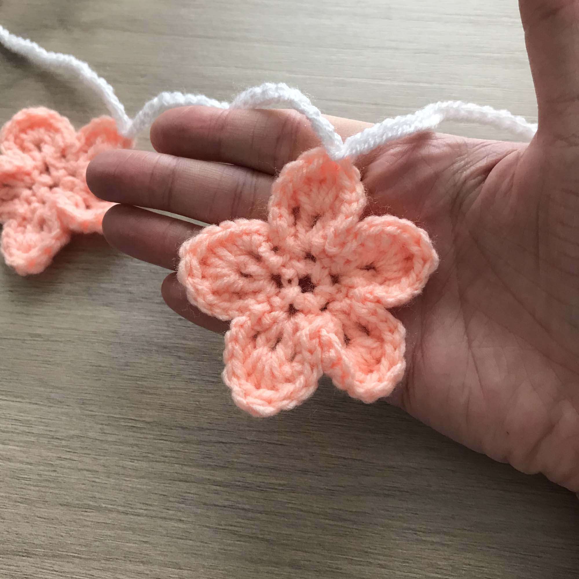 Peach Crochet Flower Bunting