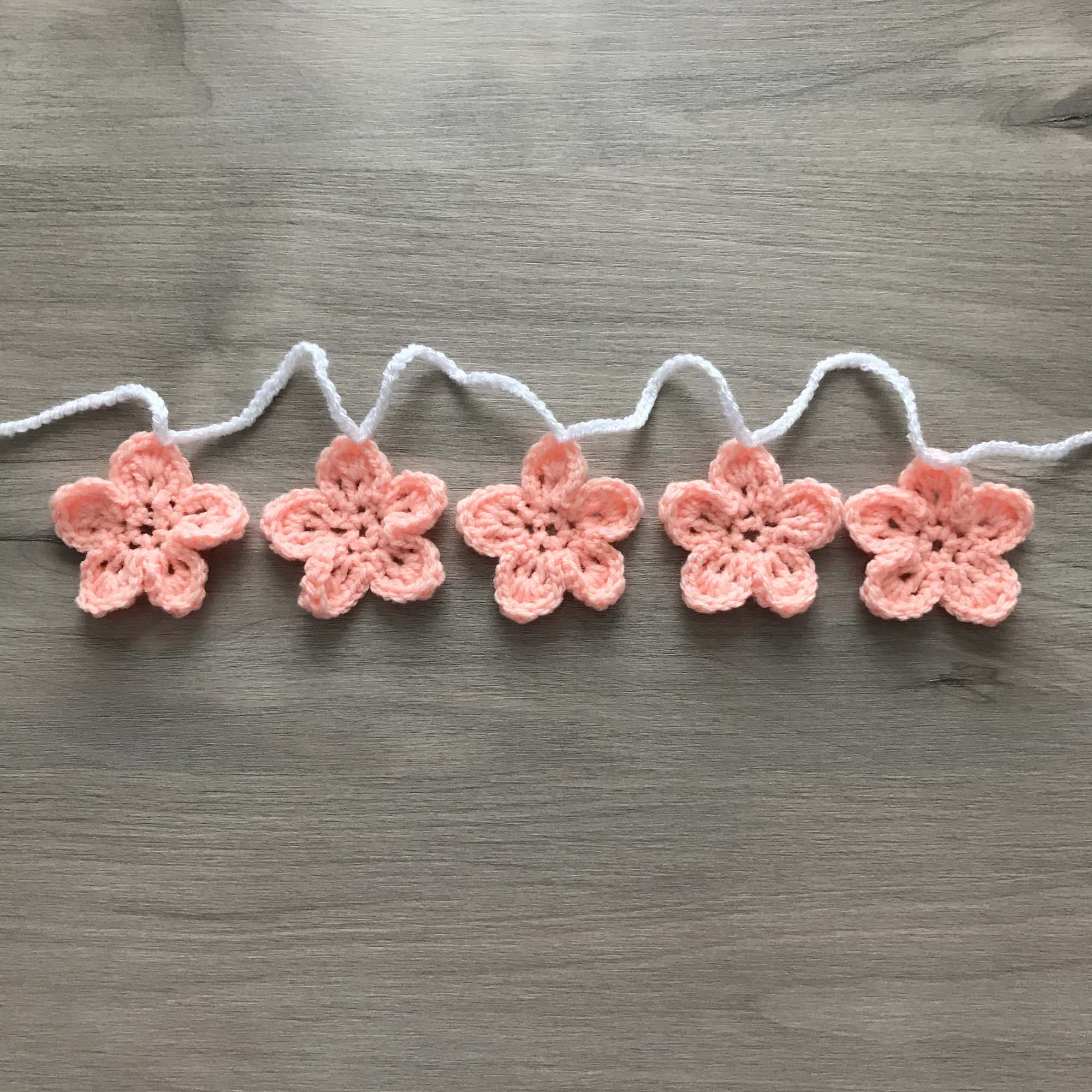Peach Crochet Flower Bunting