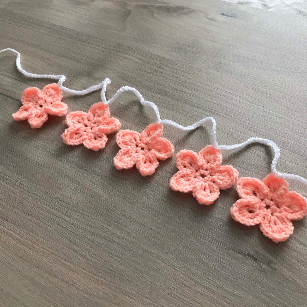 Peach Crochet Flower Bunting