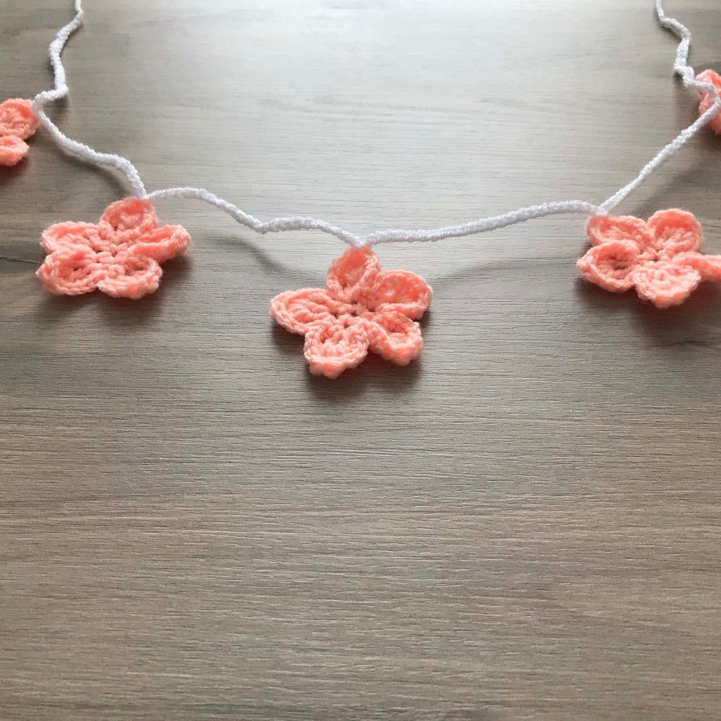 Peach Crochet Flower Bunting