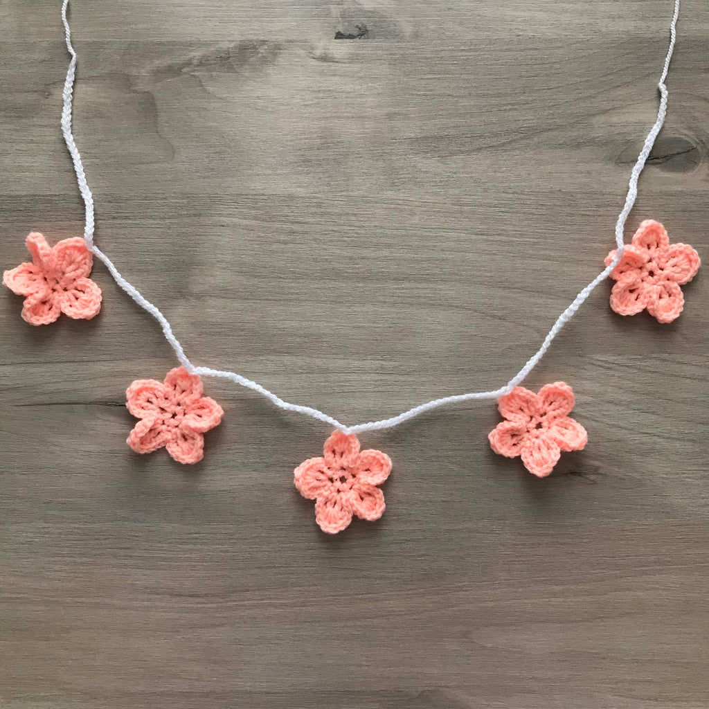 Peach Crochet Flower Bunting