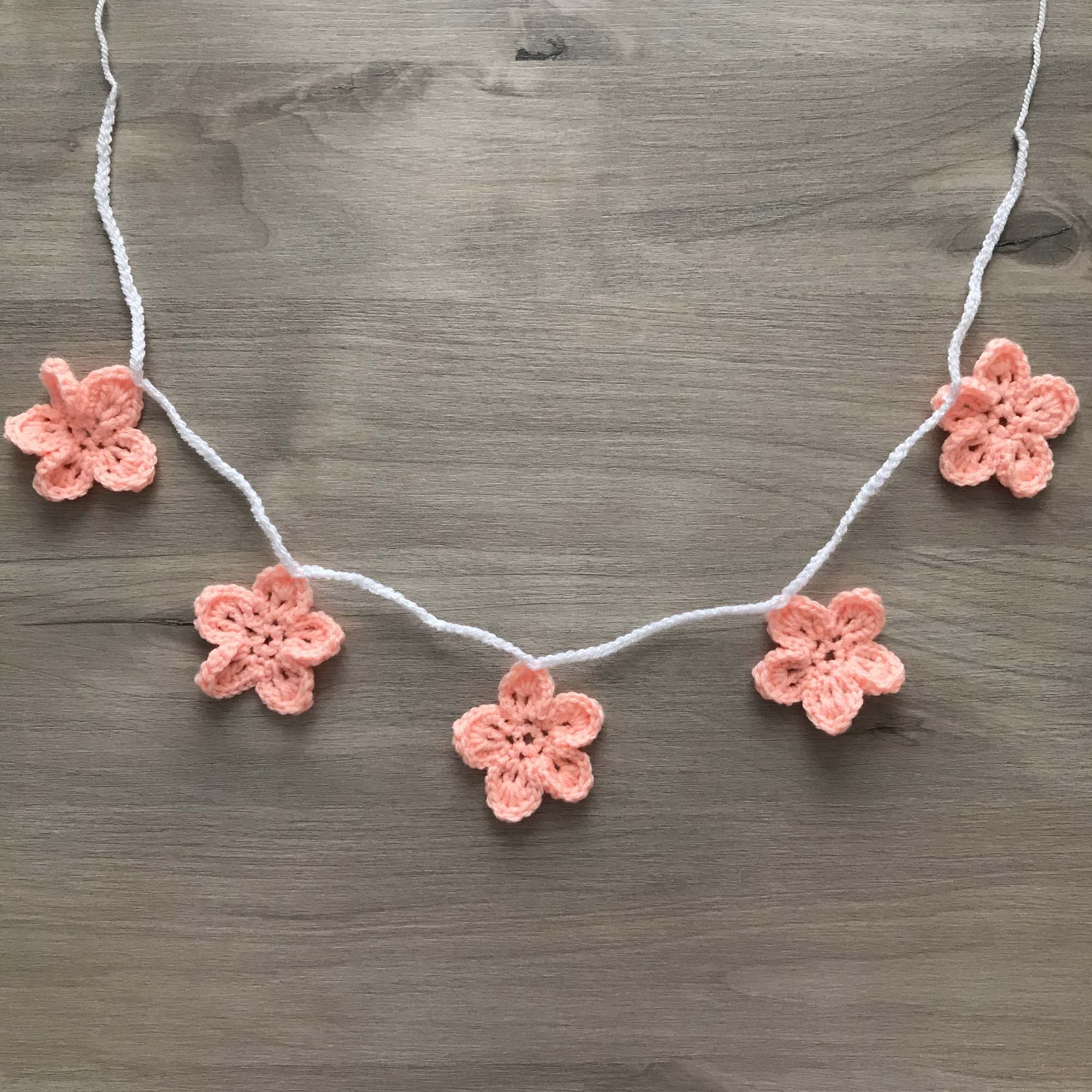 Peach Crochet Flower Bunting