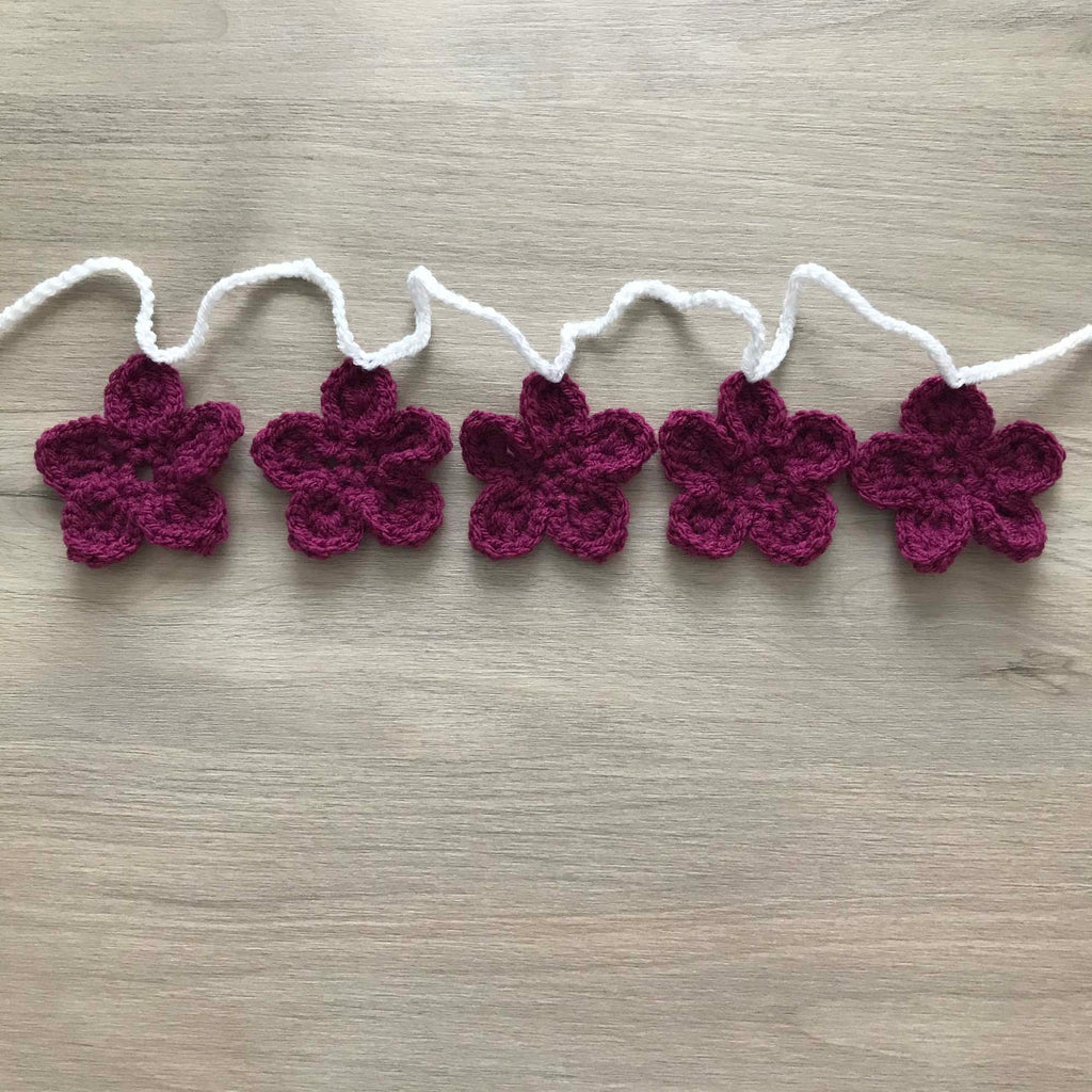 Deep Purple Crochet Flower Bunting