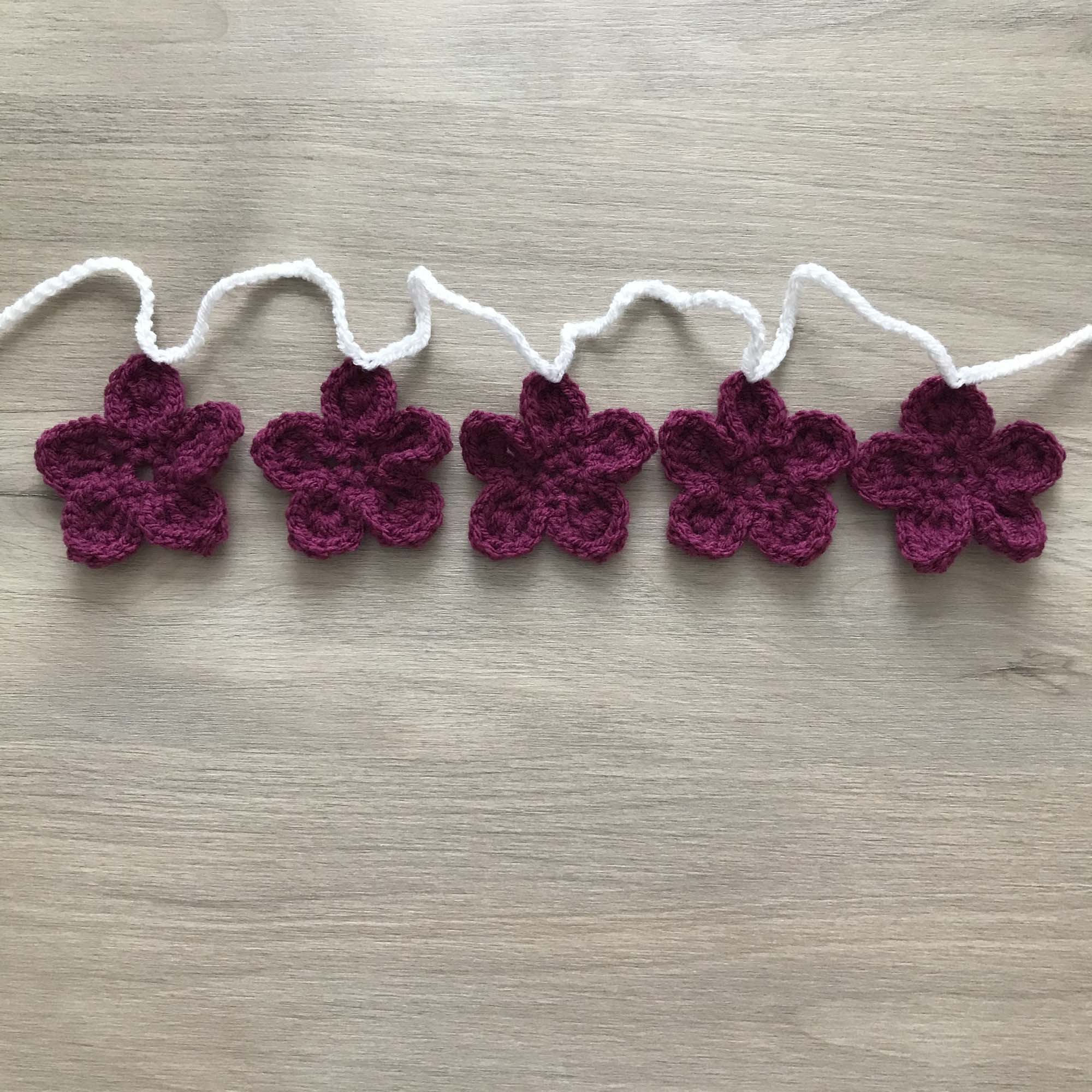Deep Purple Crochet Flower Bunting