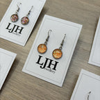 Handmade Orange Glitter Cabochon Surgical Steel Hook Earrings 14mm