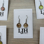 Handmade Gold Glitter Cabochon Surgical Steel Hook Earrings 14mm