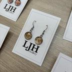 Handmade Gold Glitter Cabochon Surgical Steel Hook Earrings 14mm