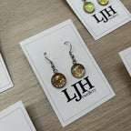Handmade Gold Glitter Cabochon Surgical Steel Hook Earrings 14mm
