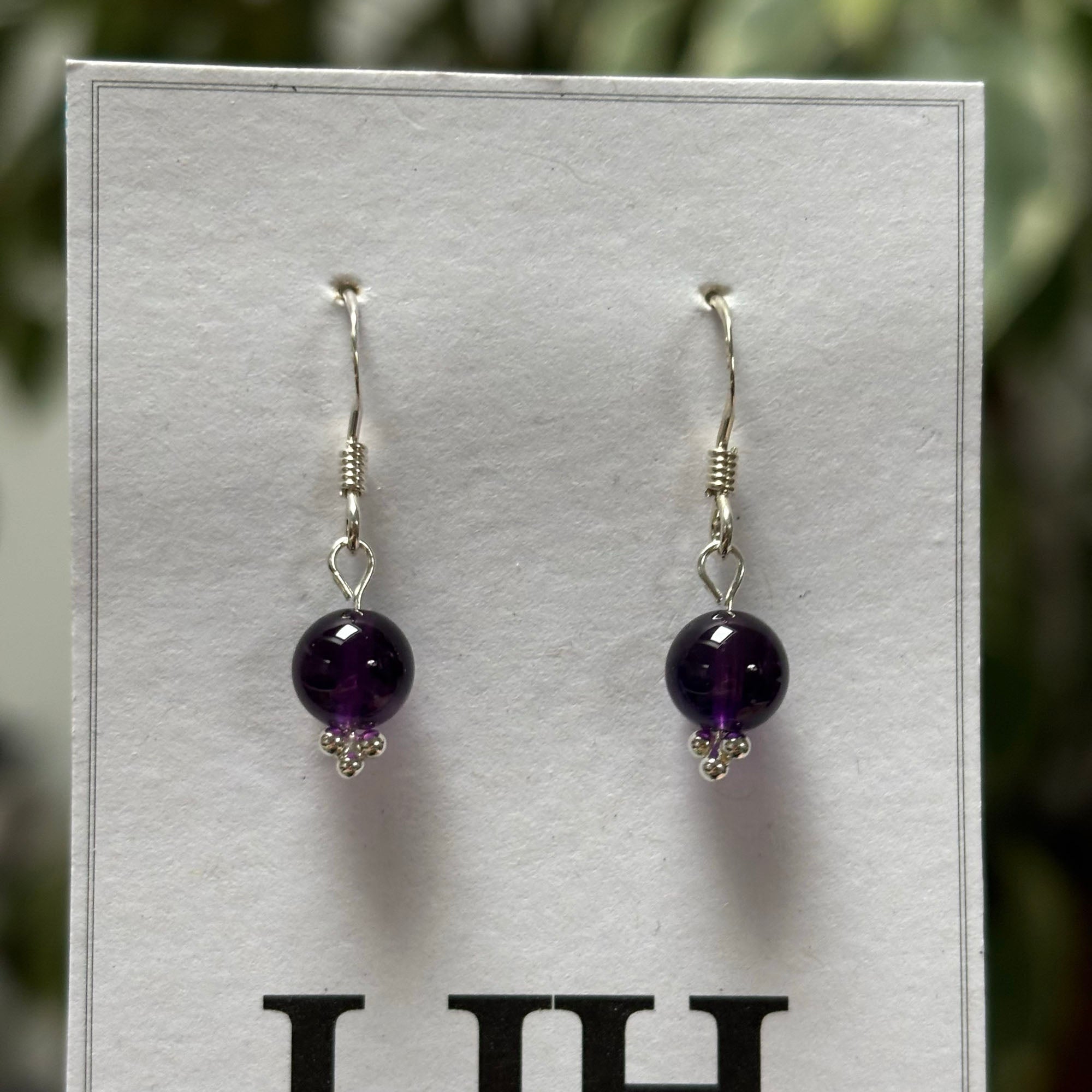 Sterling Silver Amethyst Handmade Bead Earrings