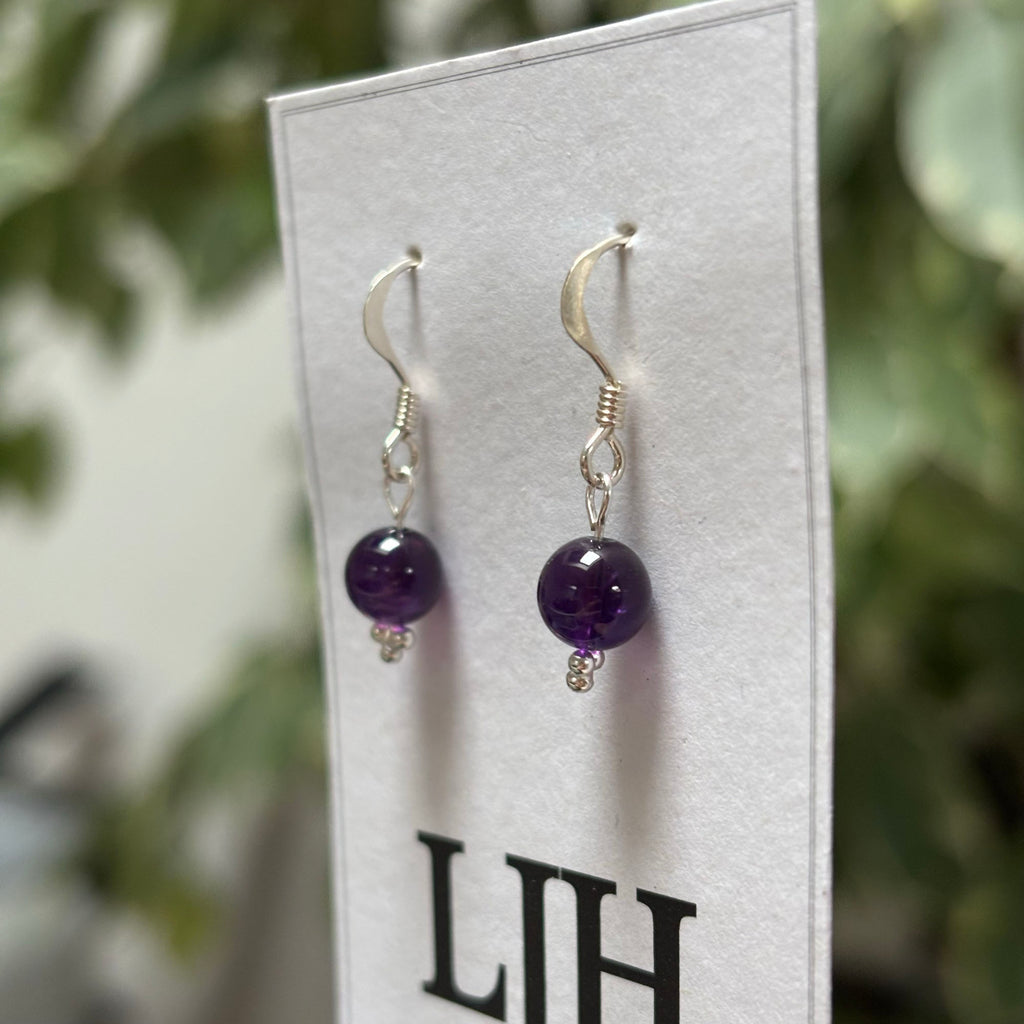 Sterling Silver Amethyst Handmade Bead Earrings