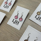 Handmade Light Pink Glitter Cabochon Surgical Steel Hook Earrings 14mm