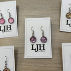Handmade Purple Glitter Cabochon Surgical Steel Hook Earrings 14mm