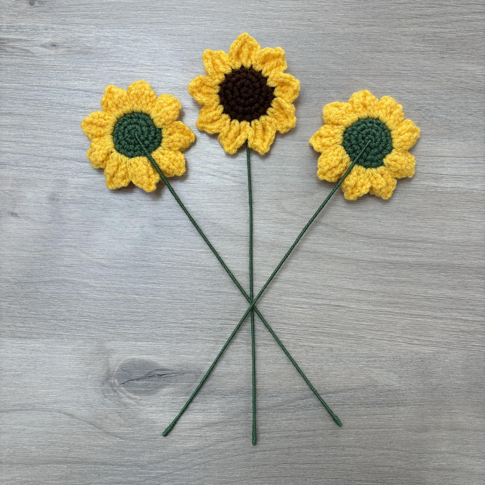 Crochet Faux Sunflower Stems