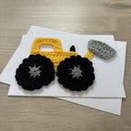 Crochet Yellow Digger 100% Recycled Greetings Card A6