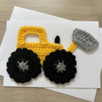 Crochet Yellow Digger 100% Recycled Greetings Card A6