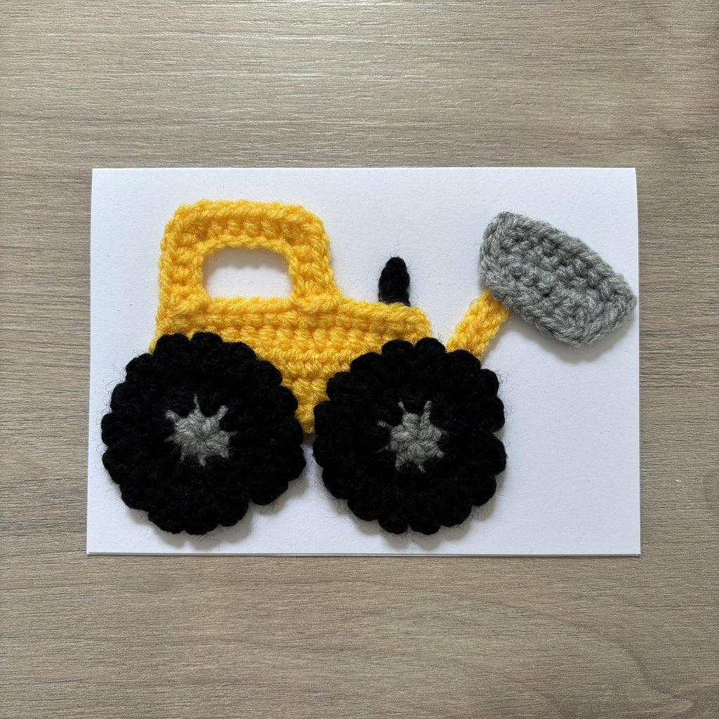 Crochet Yellow Digger 100% Recycled Greetings Card A6