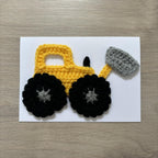 Crochet Yellow Digger 100% Recycled Greetings Card A6