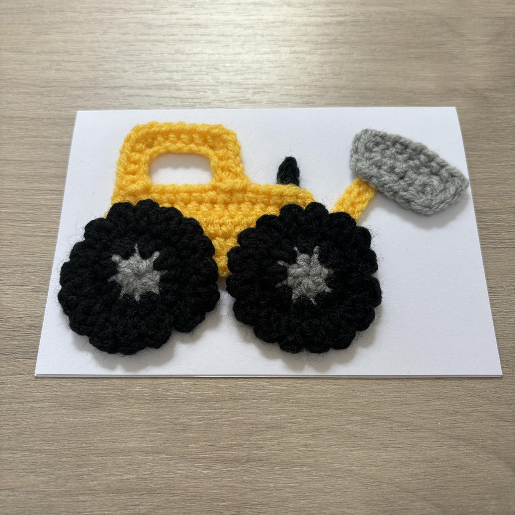 Crochet Yellow Digger 100% Recycled Greetings Card A6