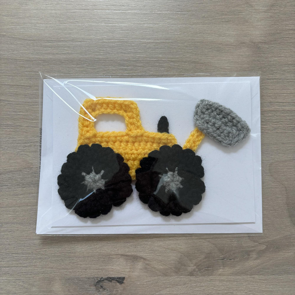 Crochet Yellow Digger 100% Recycled Greetings Card A6