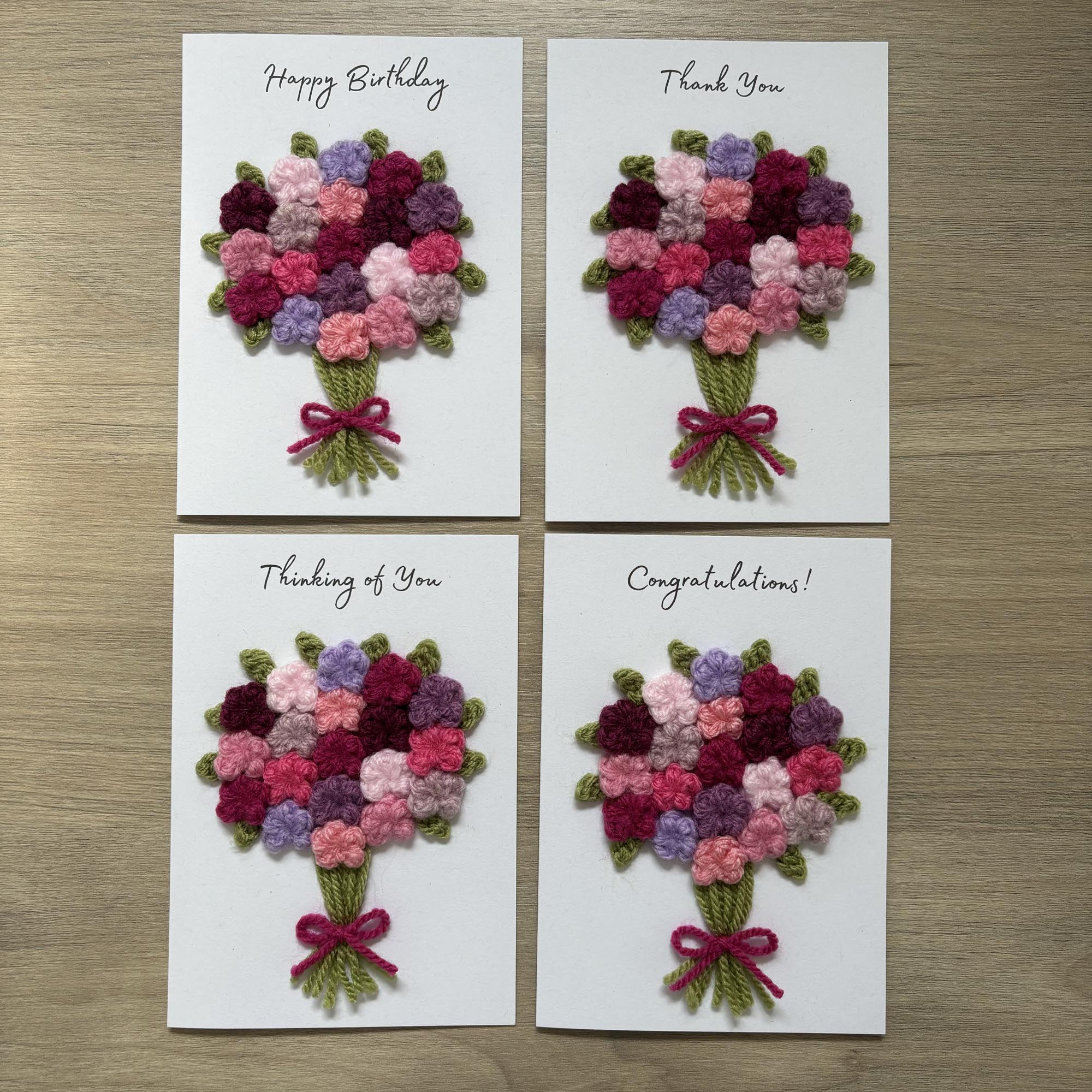Crochet Floral Anniversary Card - Personalisation Optional