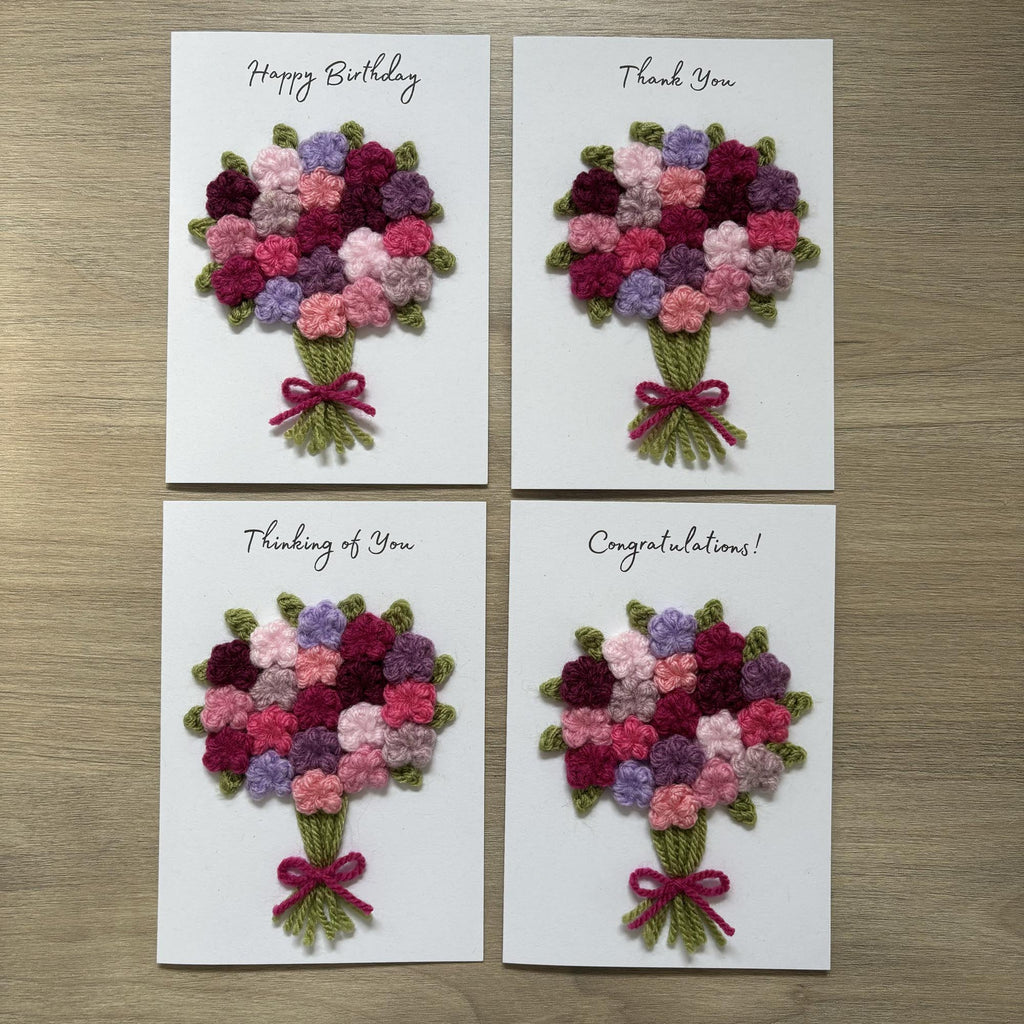 Crochet Floral Congratulations Card - Personalisation Optional