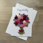 Crochet Floral Happy Birthday Card - Personalisation Optional
