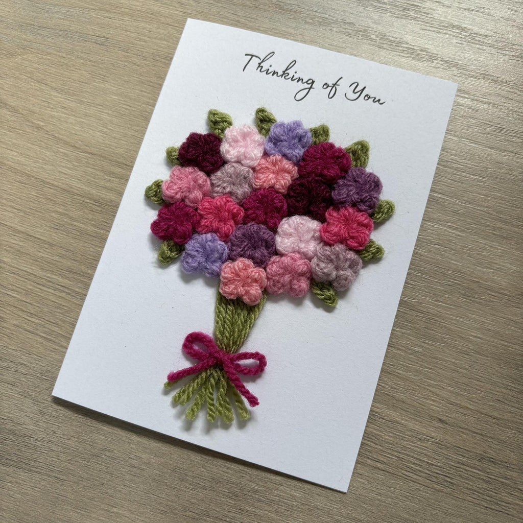 Crochet Floral Thinking of You Card - Personalisation Optional