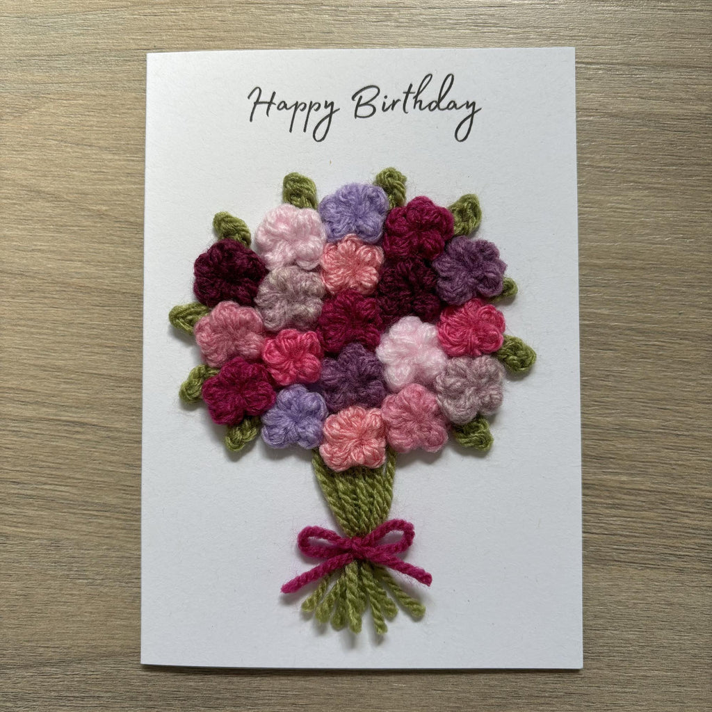 Crochet Floral Happy Birthday Card - Personalisation Optional