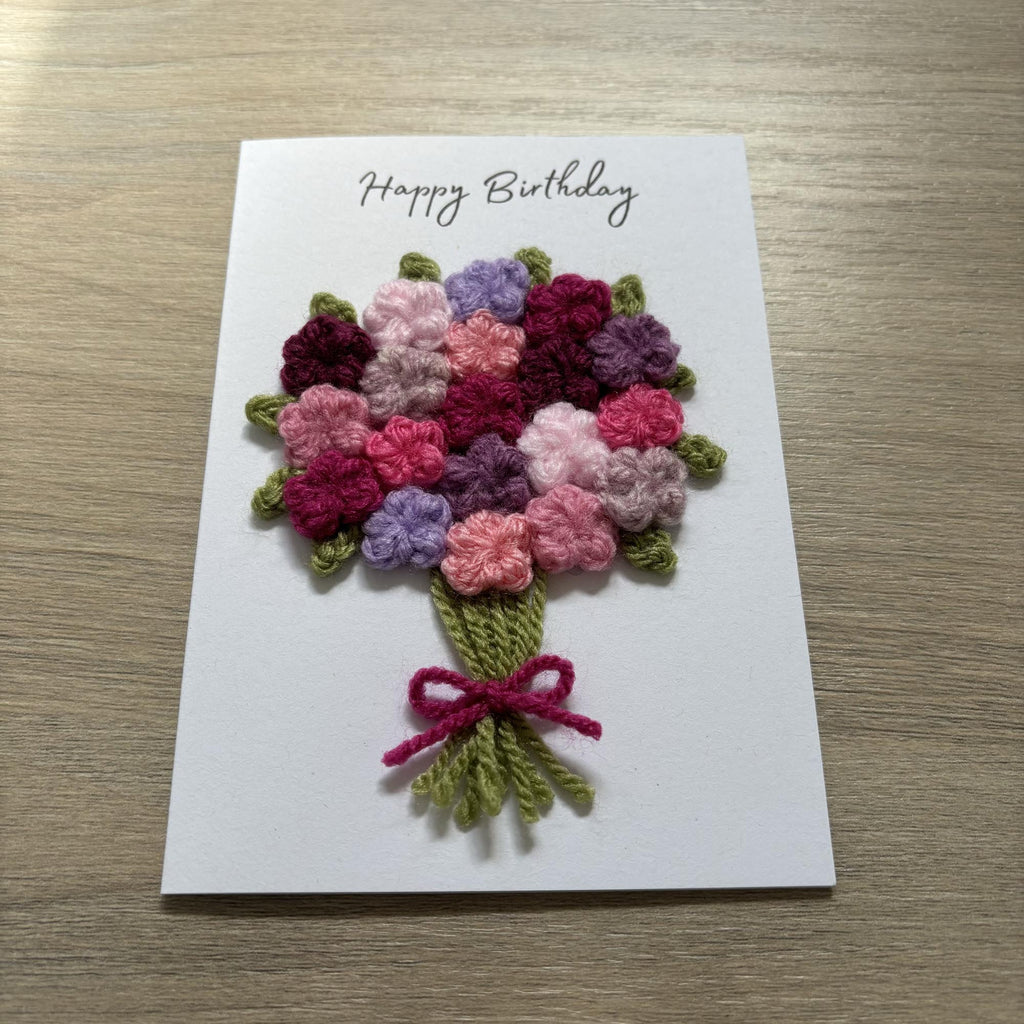 Crochet Floral Happy Birthday Card - Personalisation Optional
