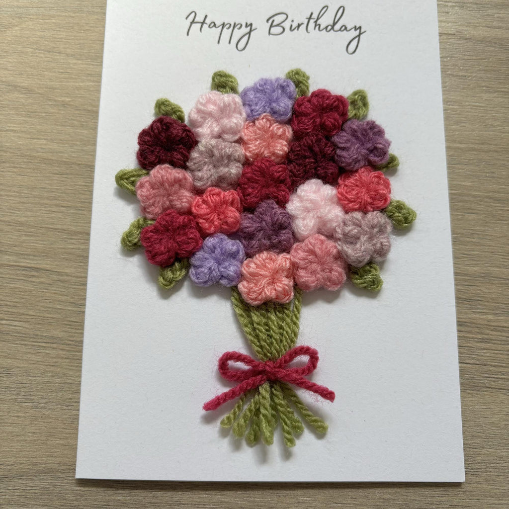 Crochet Floral Happy Birthday Card - Personalisation Optional